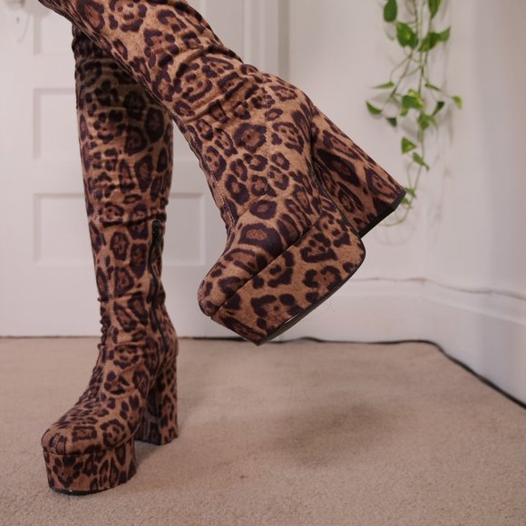 sexy leopard cheetah print thigh-high boots - Picture 6 of 14